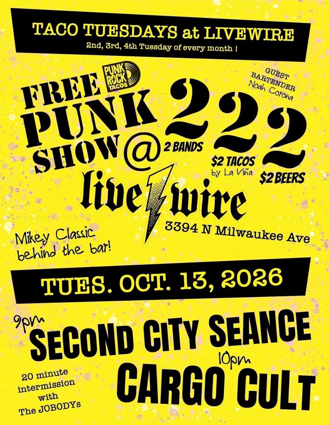 TACO TUESDAY flyer at Livewire Lounge