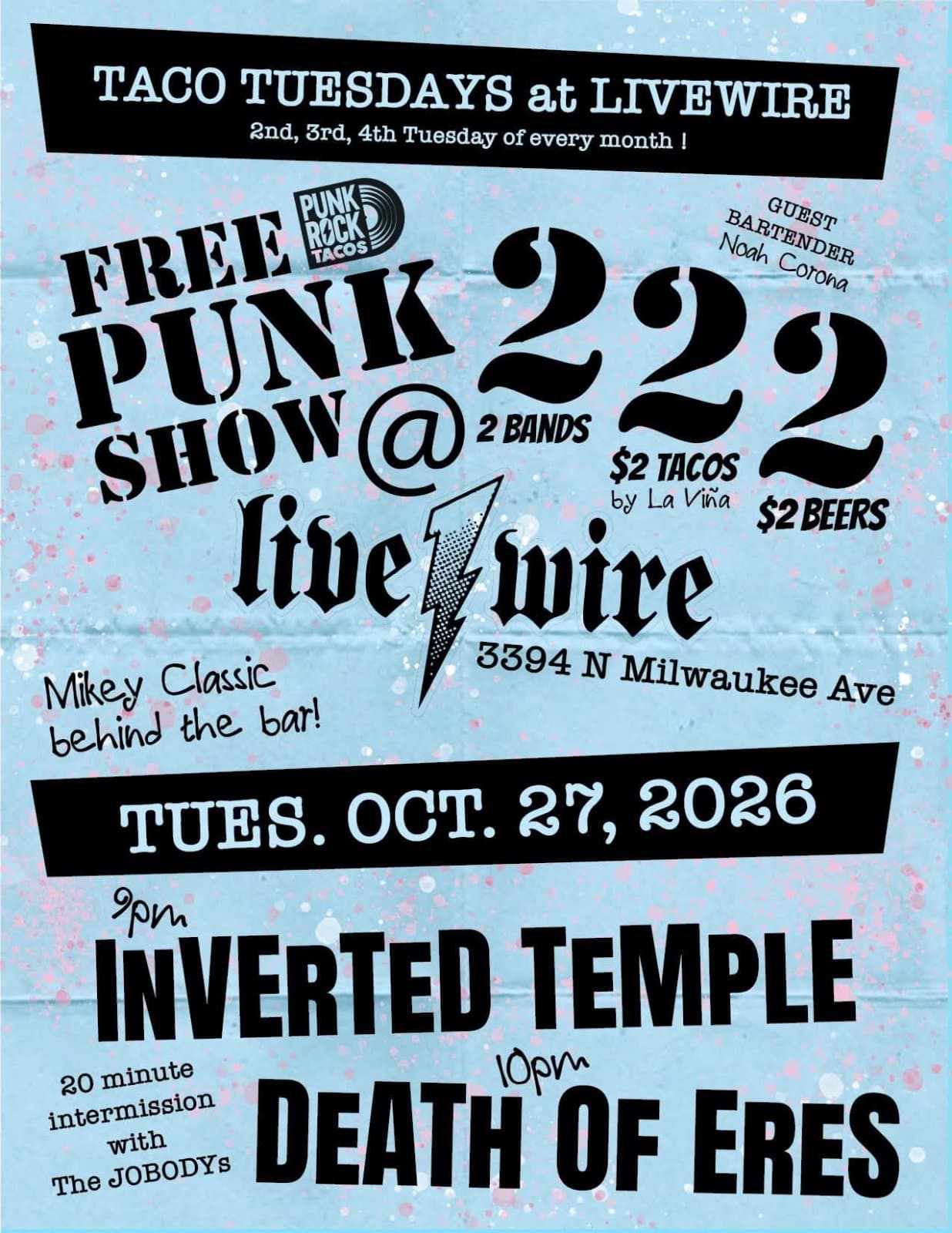TACO TUESDAY flyer at Livewire Lounge