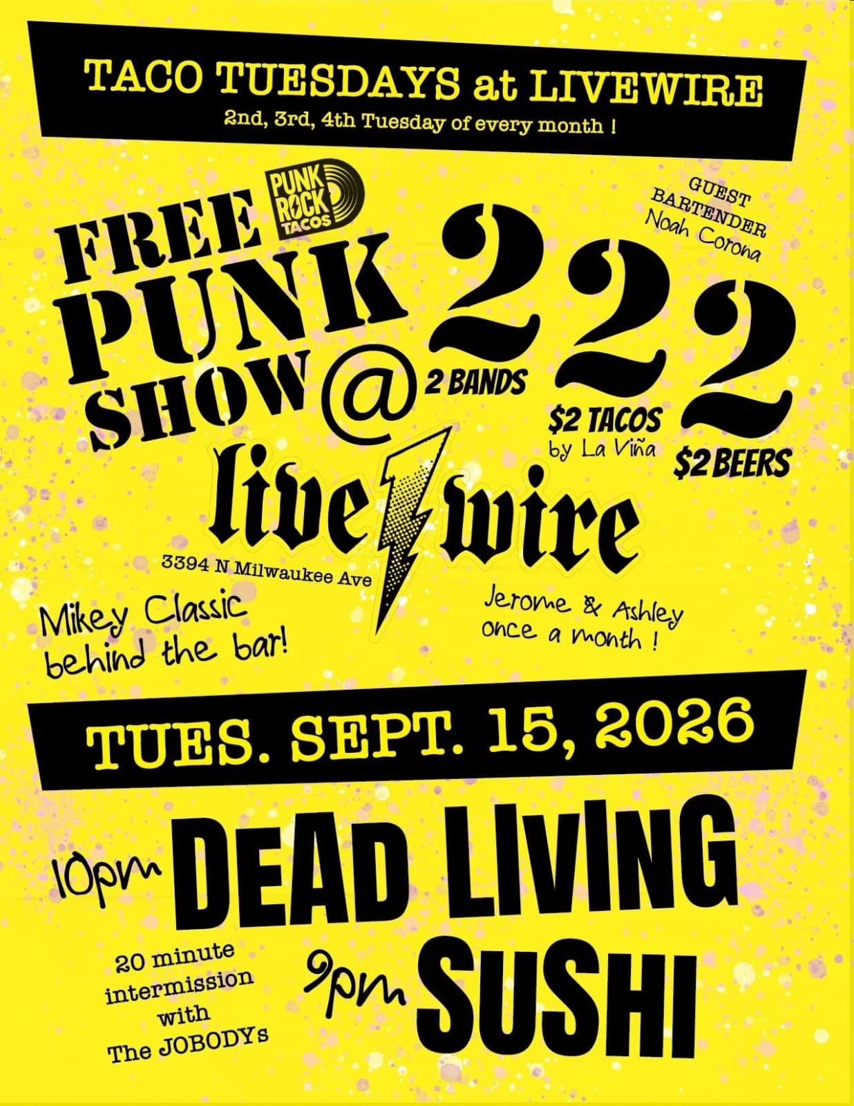 TACO TUESDAY flyer at Livewire Lounge
