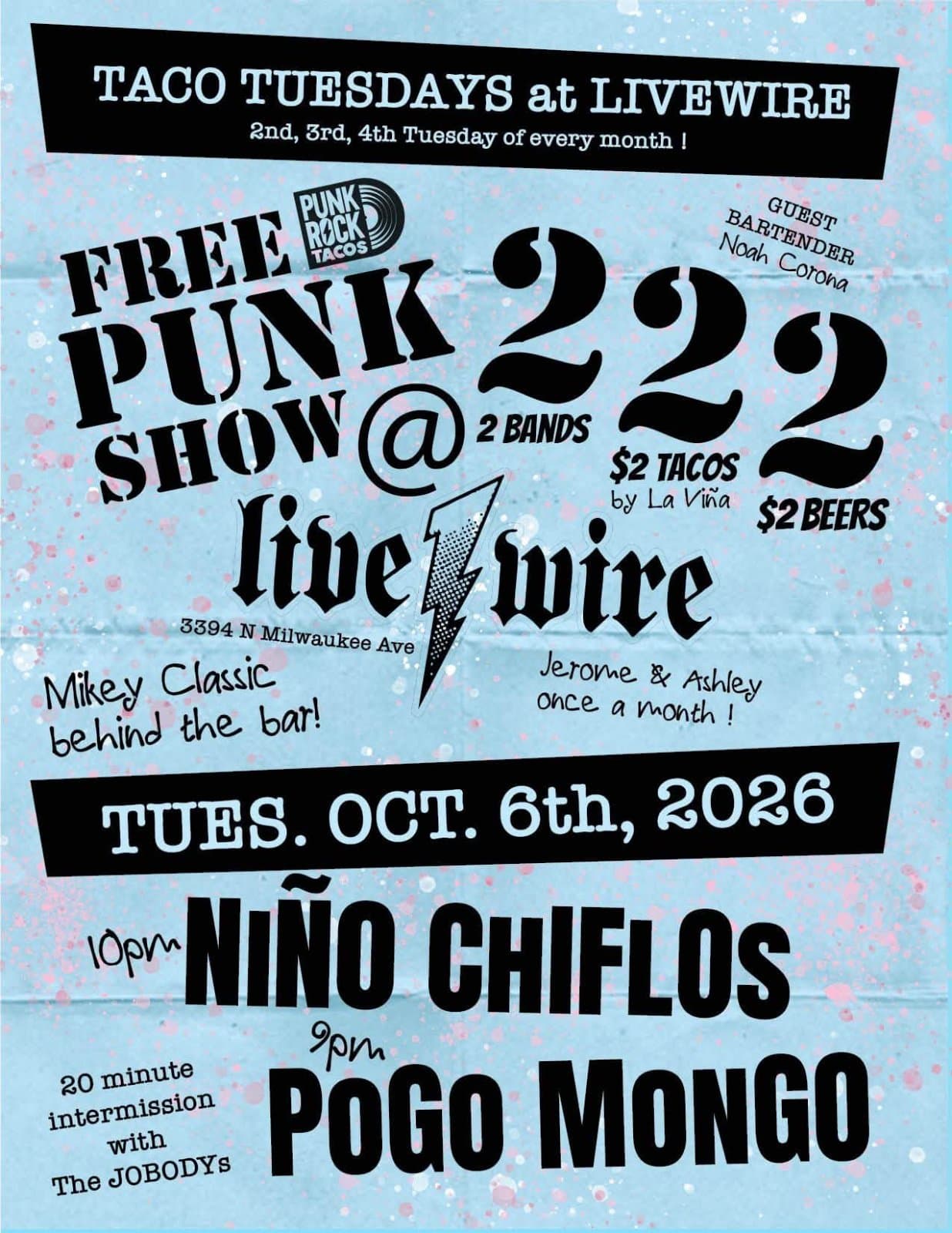 TACO TUESDAY flyer at Livewire Lounge